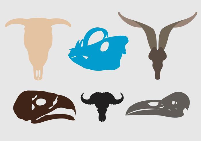 Set of Animal Skull Silhouettes vector