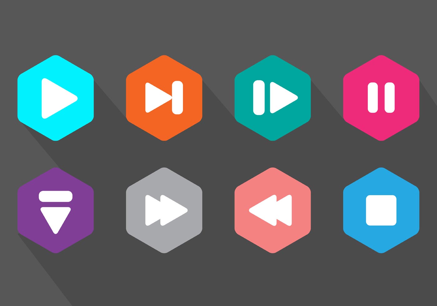 Set of Player Control Buttons in Vector Download Free Vector Art