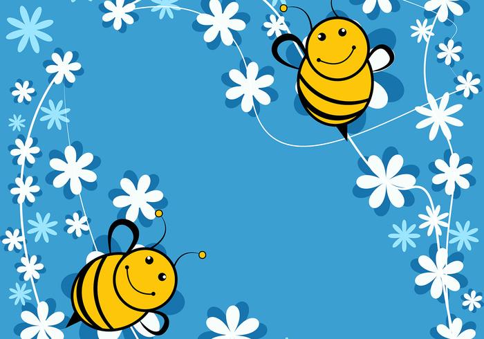 Cute Bee Blue Background vector