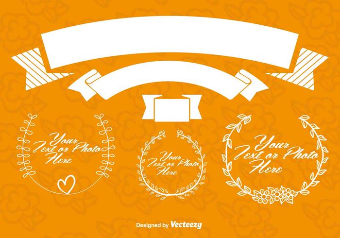 Hand-Drawn Ribbons and Wreaths vector