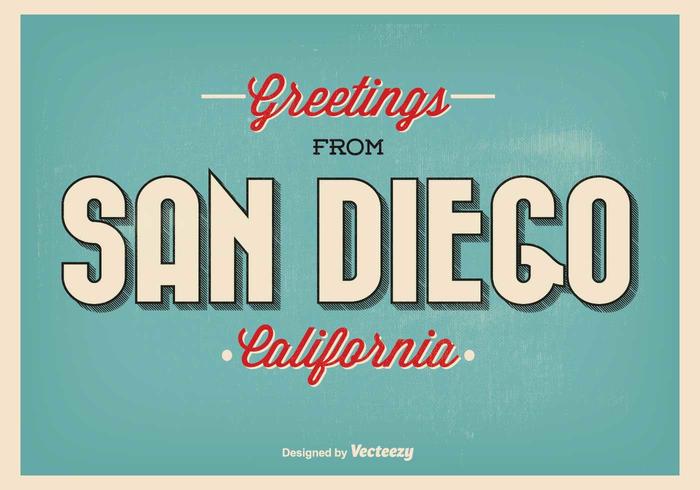 Retro Style San Diego Greeting Illustration vector