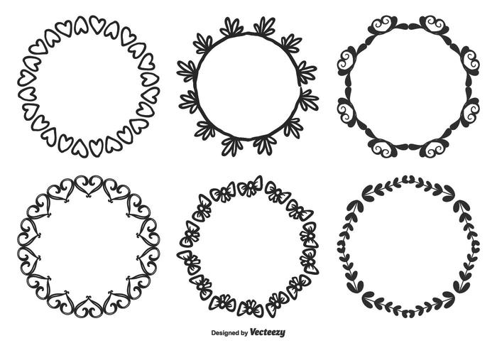 Hand Drawn Style Decorative Frame set vector