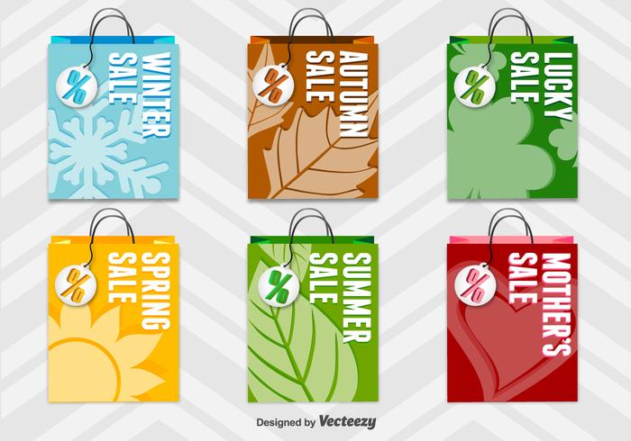 Seasonal 3D Shopping Bags vector