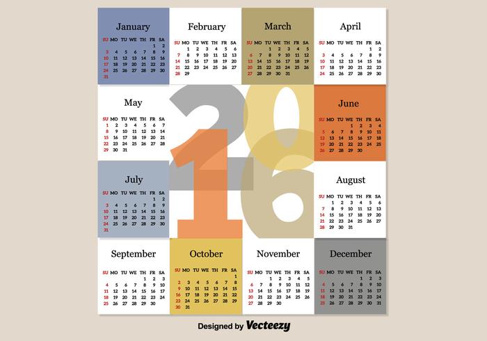 Calendario moderno 2016 vector