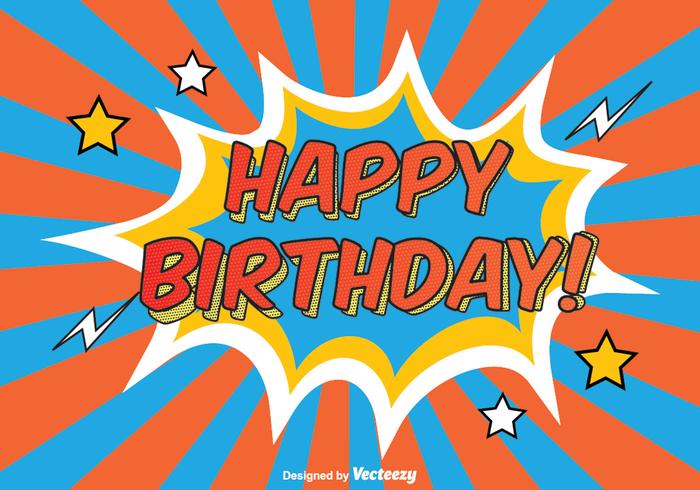 Comic Style Happy Birthday Illustration vector