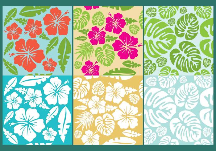 Hawaiian Flowers Pattern Vectors