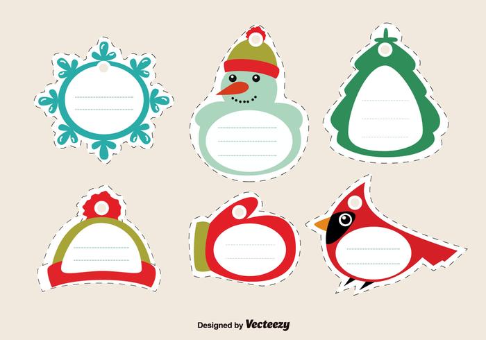 Etiquetas de Navidad cosidas vector