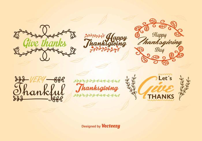 Caligraphic Thanksgiving etiquetas vector