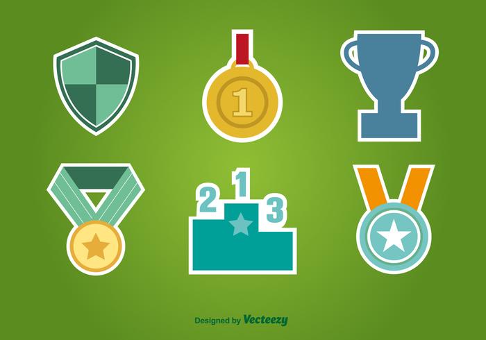 First Place Flat Icons vector