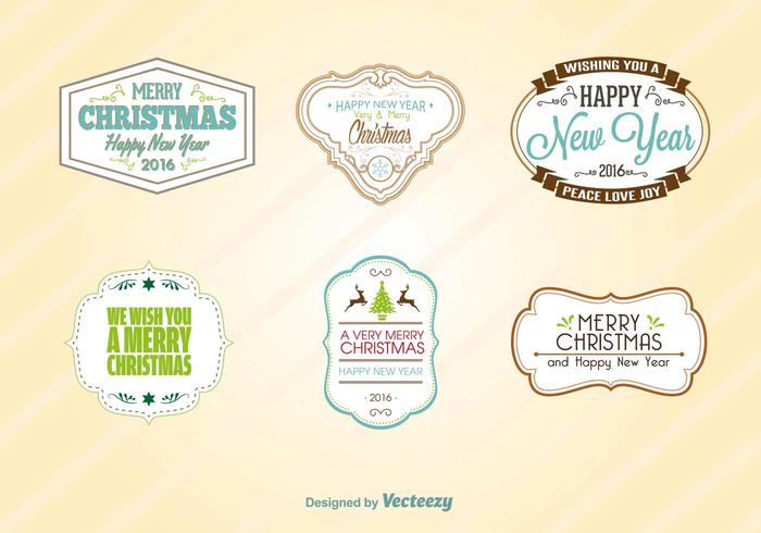 New Year 2016 Retro Labels vector