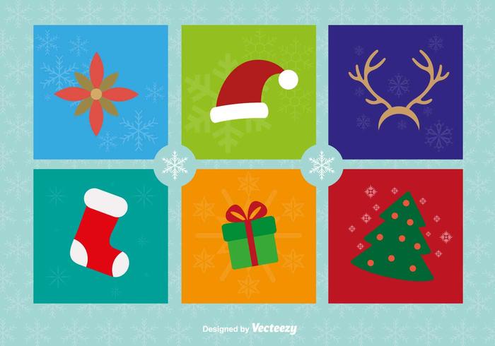 Iconos planos de Navidad vector