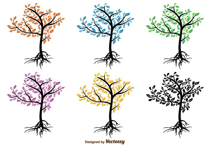 Seasonal Colourful Trees vector