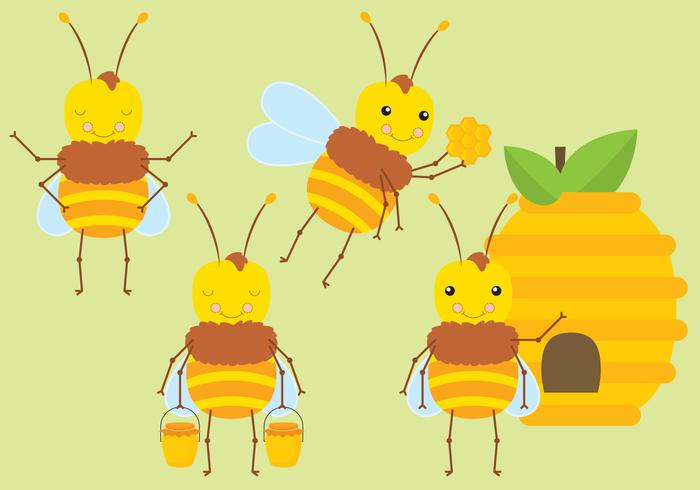 Abejas lindas de la historieta vector