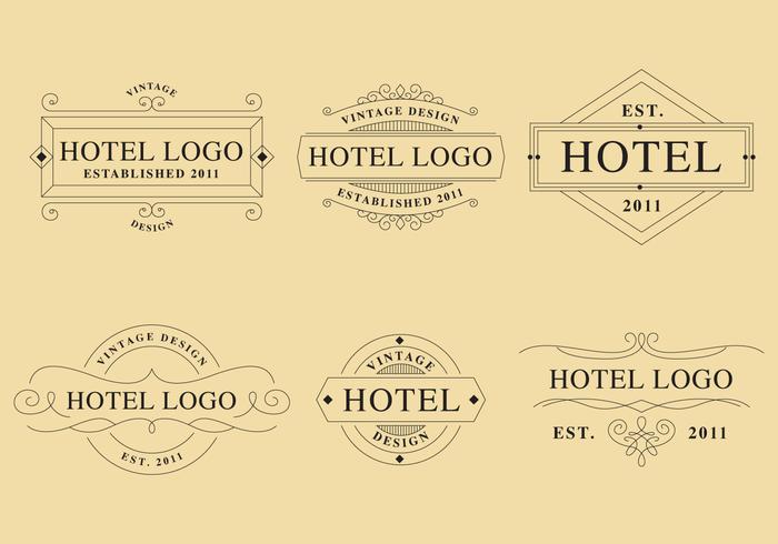 Logotipos lineales hotel vector