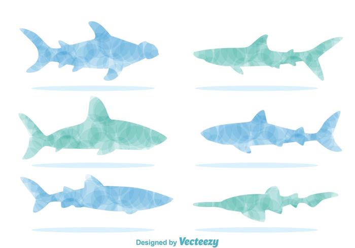 Watercolor Shark Silhouette Vectors Watercolor Shark Silhouette Vectors