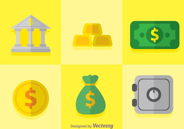 Flat Bank Icons vector