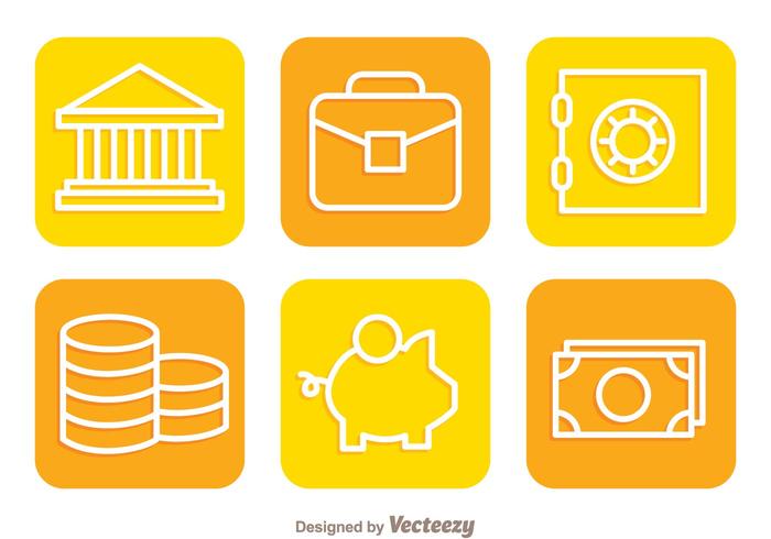 Flat Colorful Bank Icons vector
