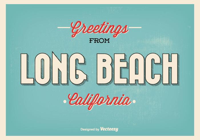 Ilustración de saludo retro de Long Beach vector
