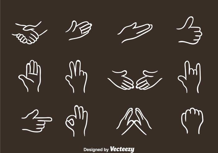 Iconos de la mano blanca vector