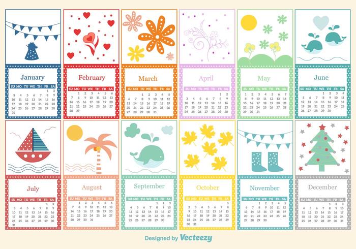 Childish Calendar Template vector