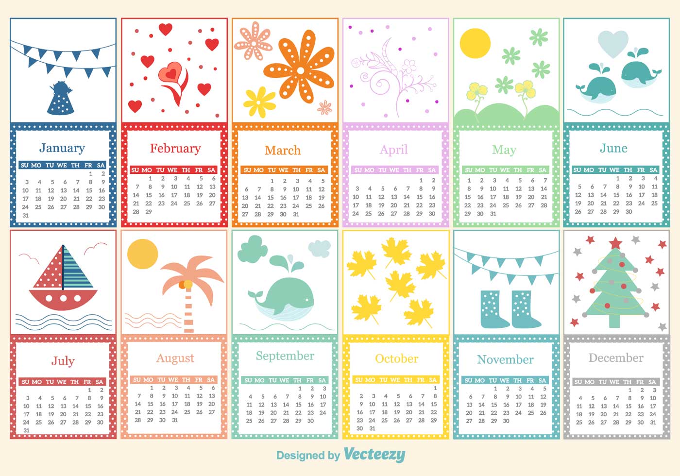 Plantilla Infantil Del Calendario Descargar Vectores Gratis Illustrator Graficos Plantillas Diseno calendario imprimir infantil