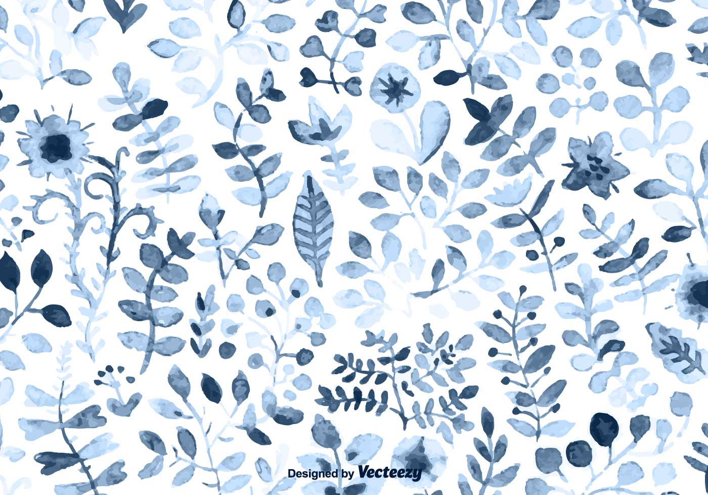 Watercolored Blue Leaves Background 93930 Vector Art at Vecteezy