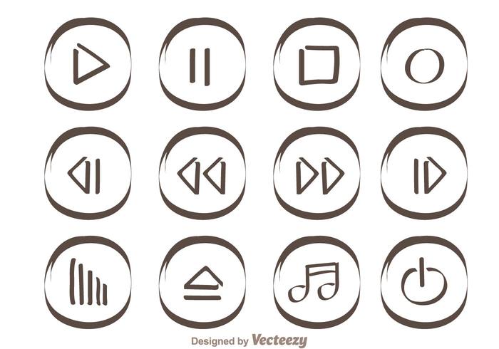 Hand Drawn Media Player Buttons vector