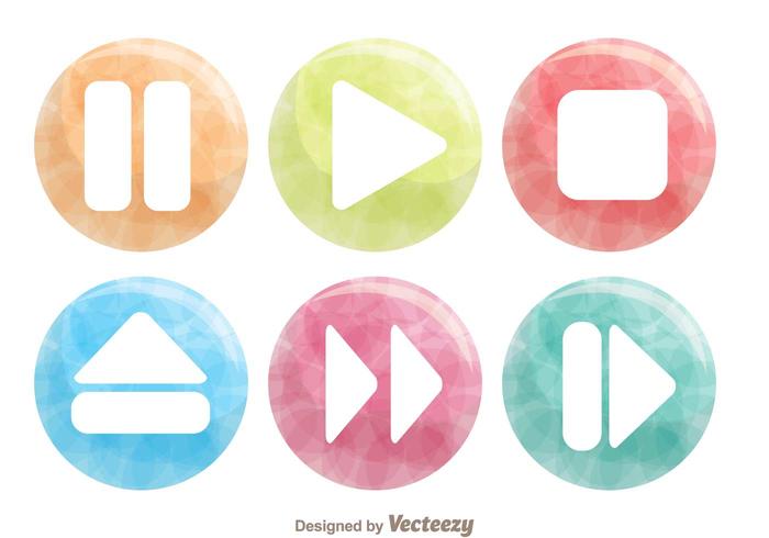 Watercolor Media Buttons vector