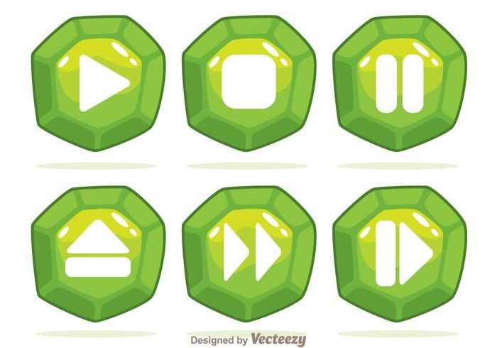 Green Gem Button Vectors 