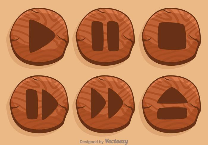 Wood Media Player Button vector