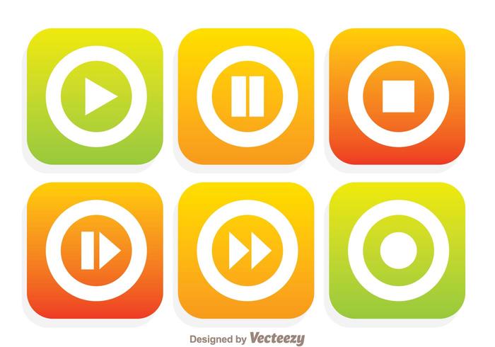 Flat Media Player Buttons vector