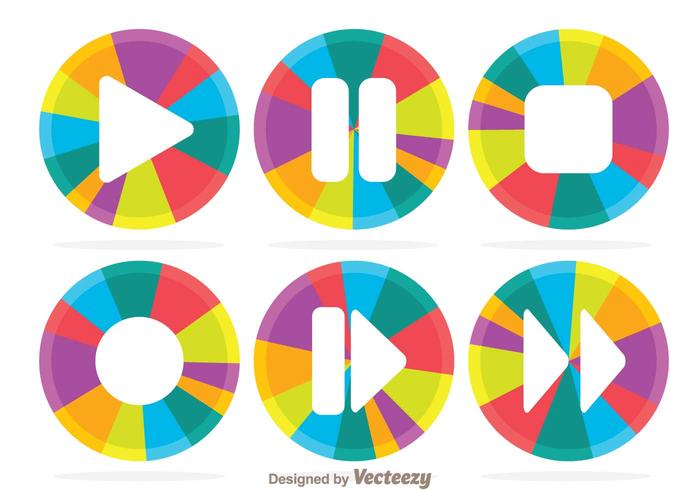 Botón colorido del jugador de medios del círculo vector