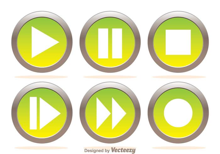 Media Player Metal Buttons vector
