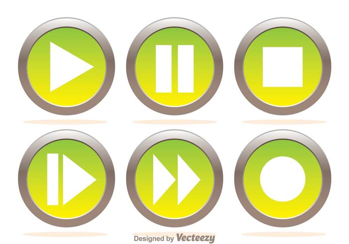 Media Player Metal Botones vector