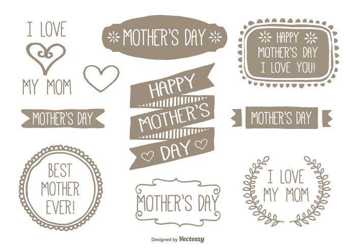 Hand Drawn Style Mother's Day Label Set vector