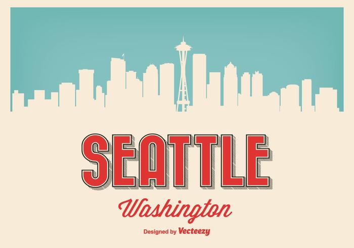 Ilustración retro de Seattle Washington vector