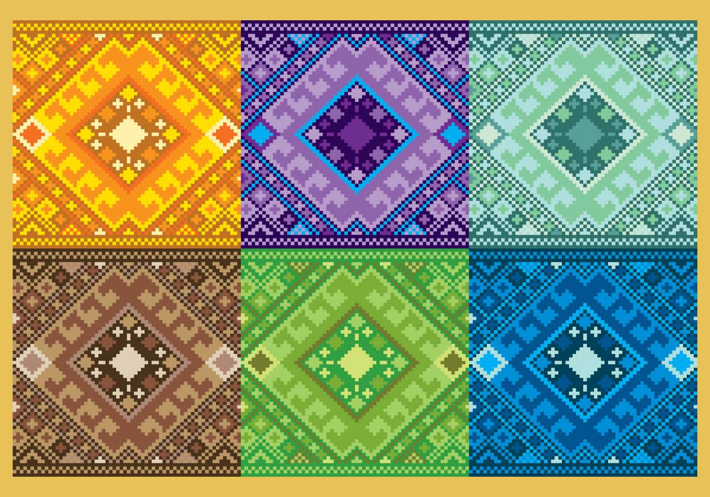 Pixelated Aztec Patterns - Download Free Vector Art, Stock Graphics