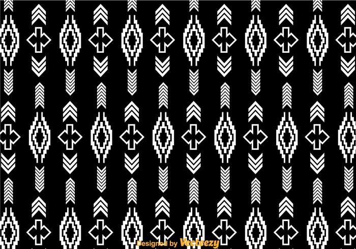 White Aztec Pattern On Black vector