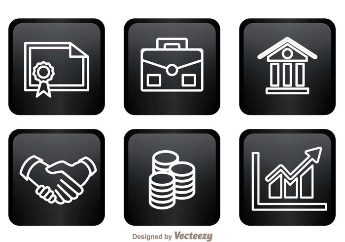 Bank Icons On Black Squares vector