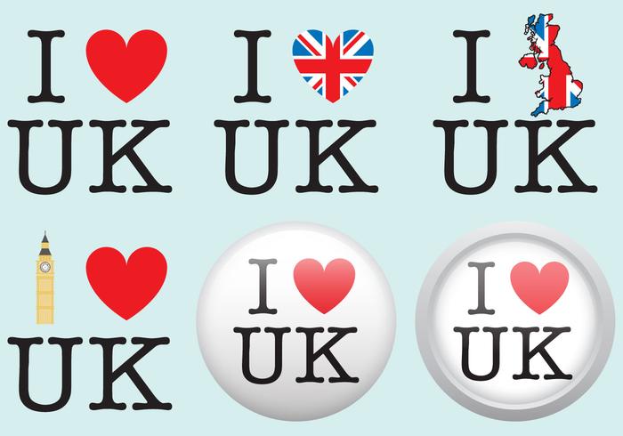I Love UK Badge Vectors I Love UK Badge Vectors