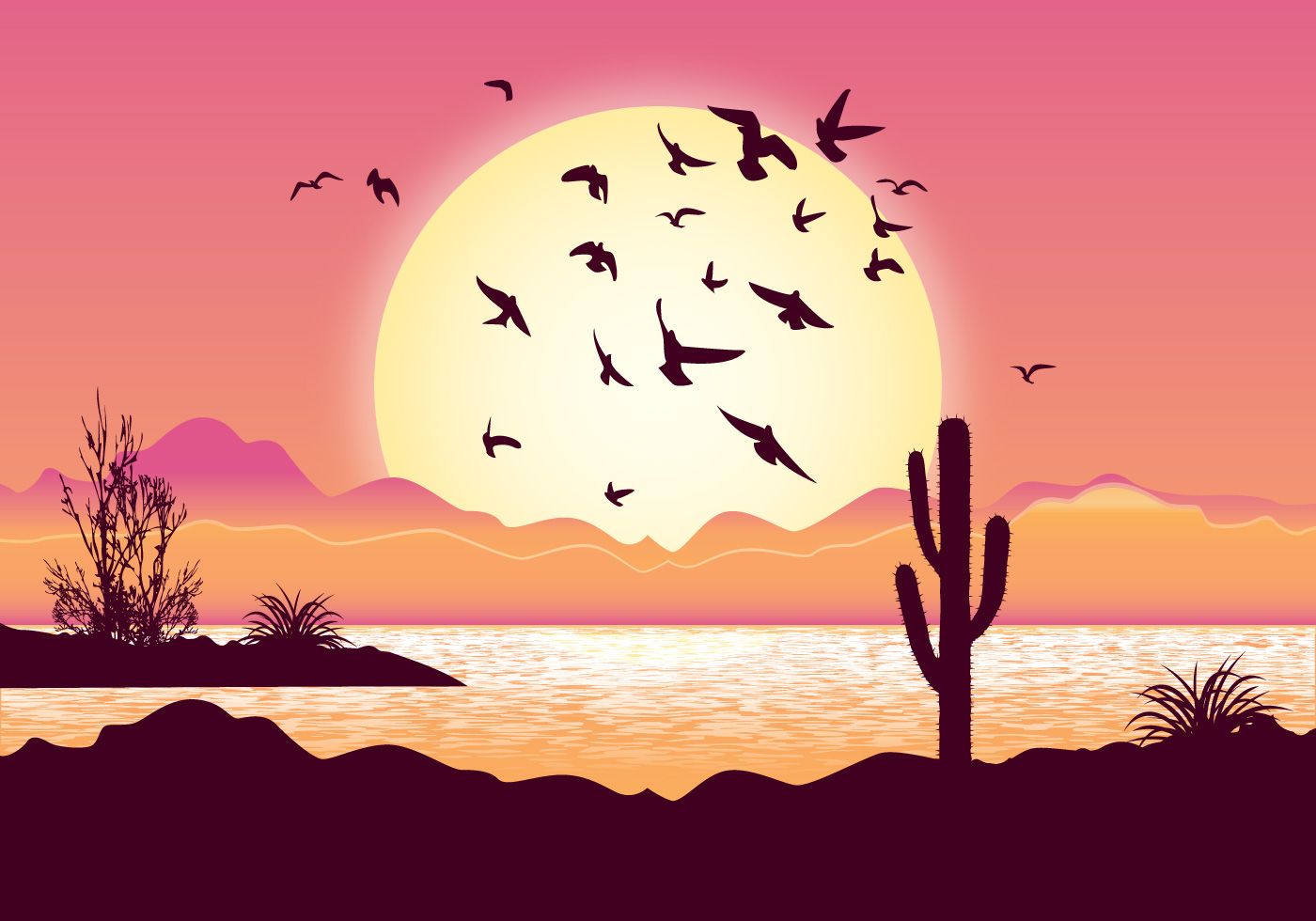 Flying Birds Illustration - Download Free Vector Art, Stock Graphics