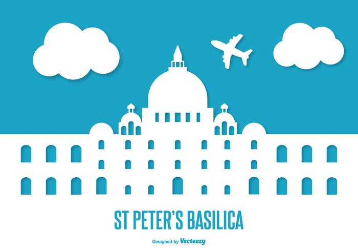 Flat Style St Peter's Basilica Illustration Flat Style St Peter's Basilica Illustration