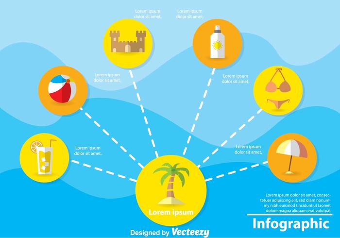 Infografía de vacaciones en la playa vector