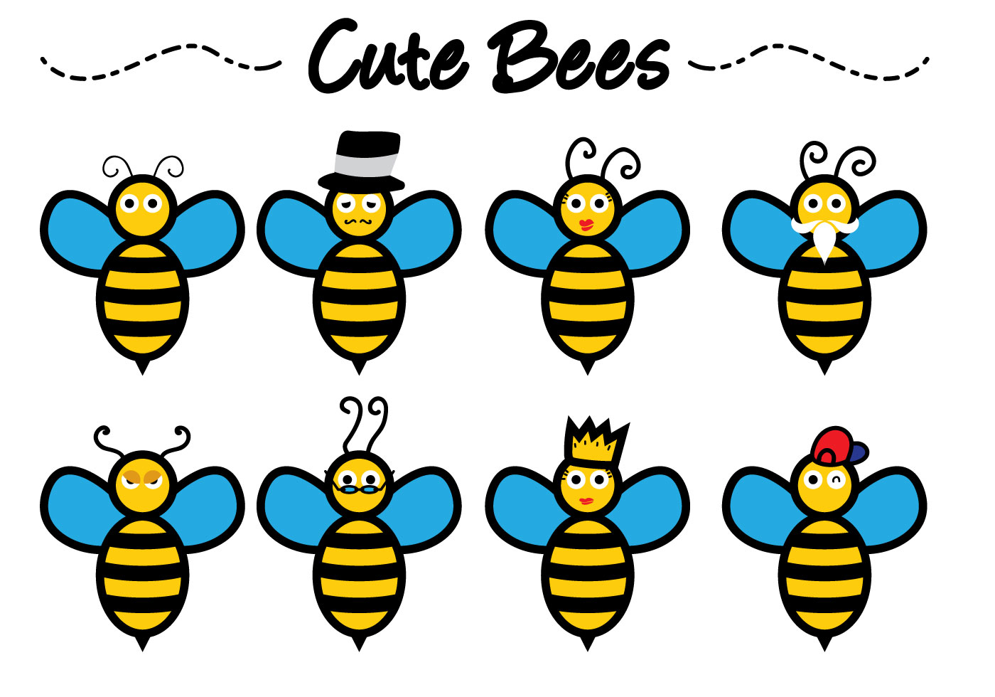 Download Cute Bee Vectors 94316 Vector Art at Vecteezy