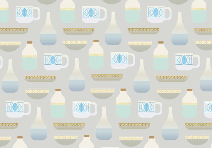 Pots and cups vector pattern