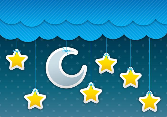 Luna y estrellas cielo vector