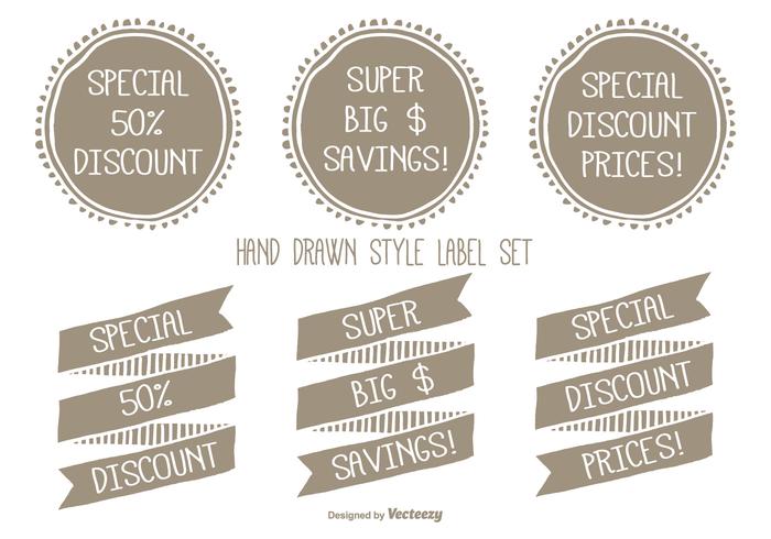 Hand Drawn Style Discount Label Set vector