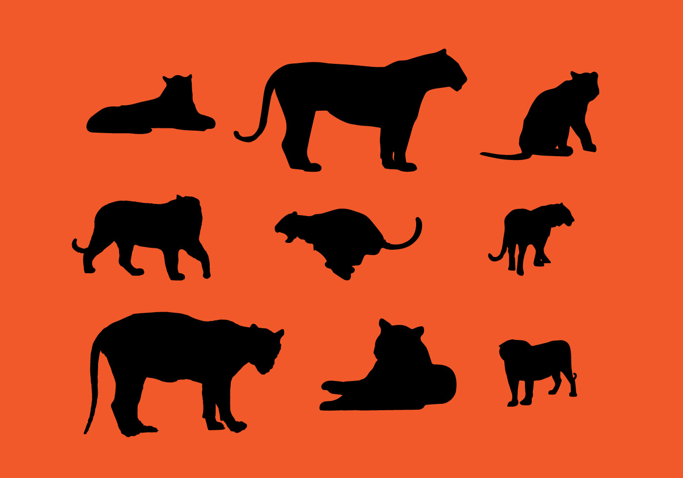 Download Tiger Silhouette Vector Pack - Download Free Vector Art ...