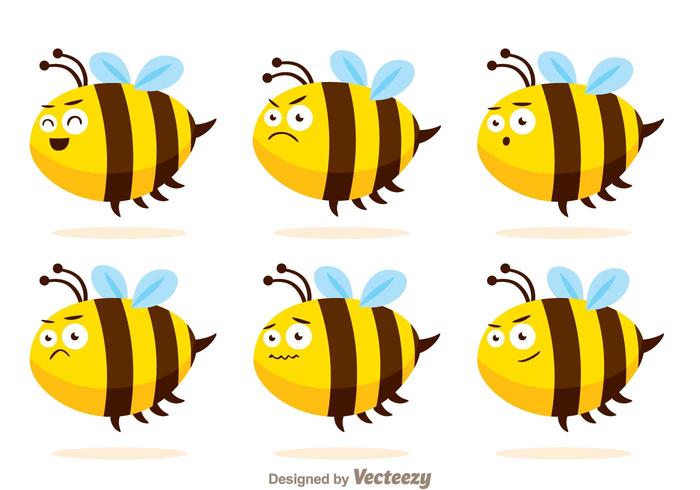 Vectores lindos de la abeja con expresiones
