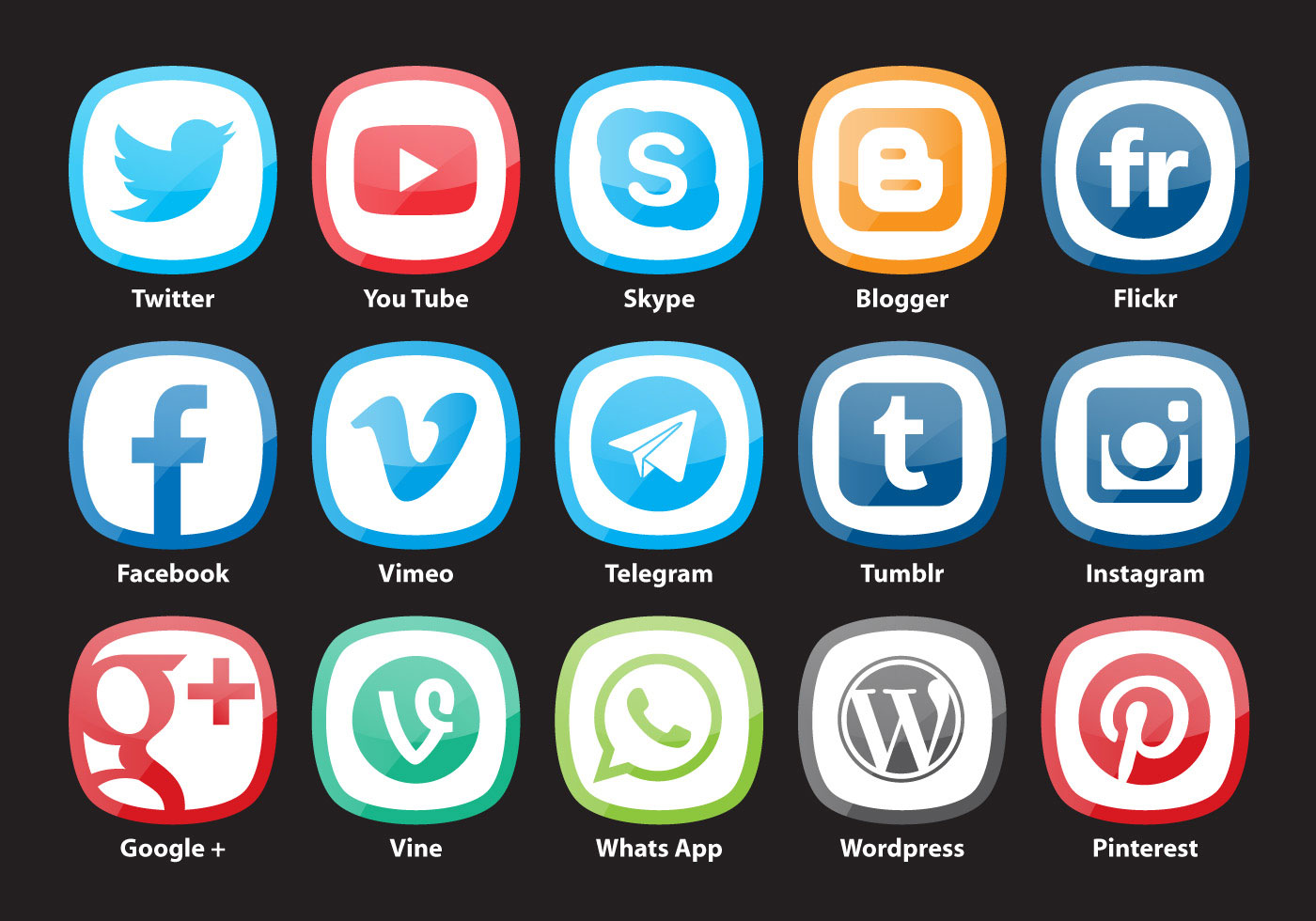 Rounded Square Social Media Vectors - Download Free Vector Art, Stock